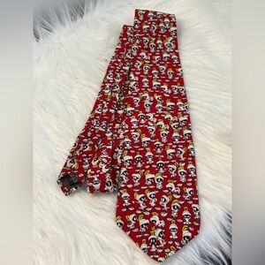 (127)Vintage Looney Tunes Novelty Red Cartoon Character Tie